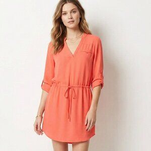 Naked Zebra V-neck Drawstring Tunis Shirt Dress Coral Pink Red Size Small